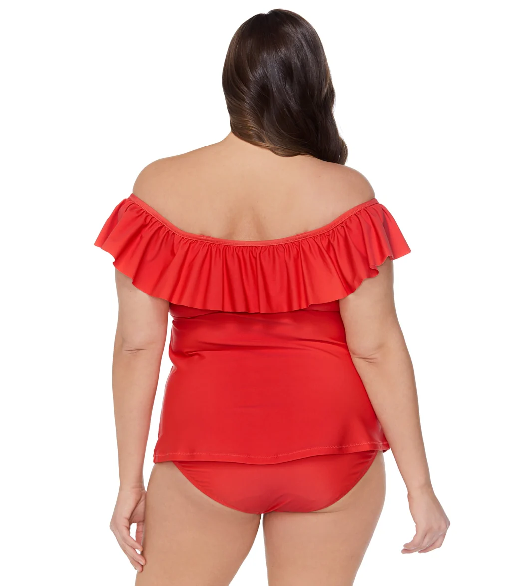 Raisins Women's Plus Size Indio Solids Tortuga Tankini Top - Image 2