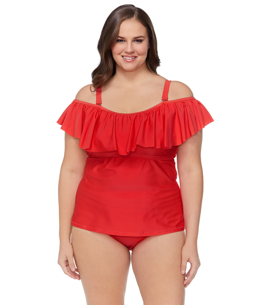 Raisins Women's Plus Size Indio Solids Tortuga Tankini Top - Image 3