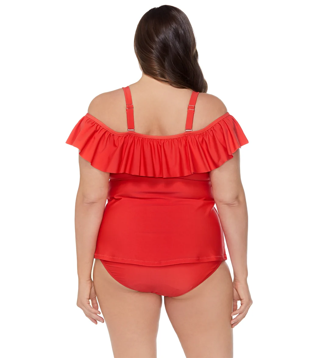 Raisins Women's Plus Size Indio Solids Tortuga Tankini Top - Image 4