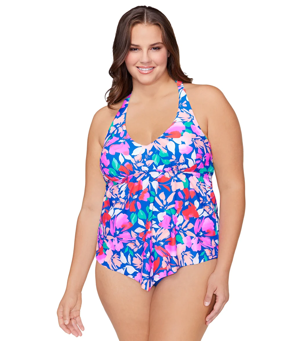 Raisins Women's Plus Size Salt and Soul Trinidad Tankini Top