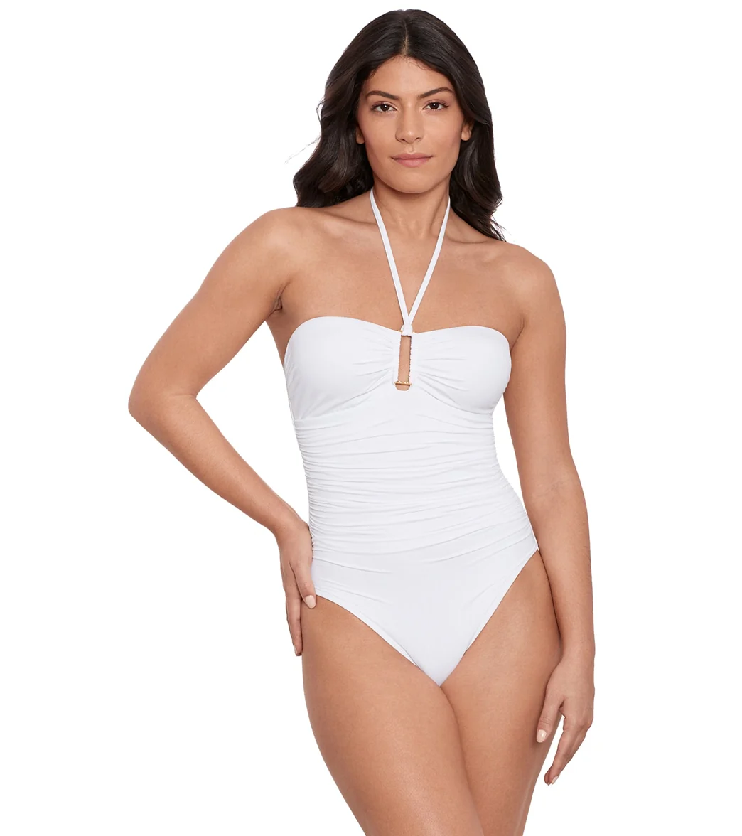Ralph Lauren Women's Beach Club Solids Ring Bandeau One Piece Swimsuit - Image 7