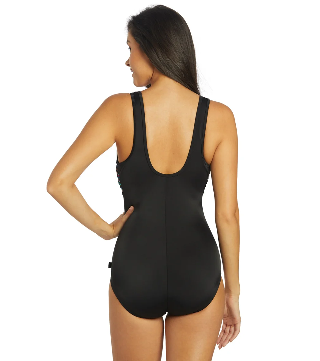 Reebok Women's Colorful Dimension High Neck One Piece Swimsuit - Image 3
