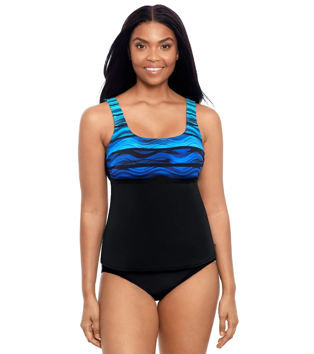 Reebok Women's Wavy Look Tankini Top