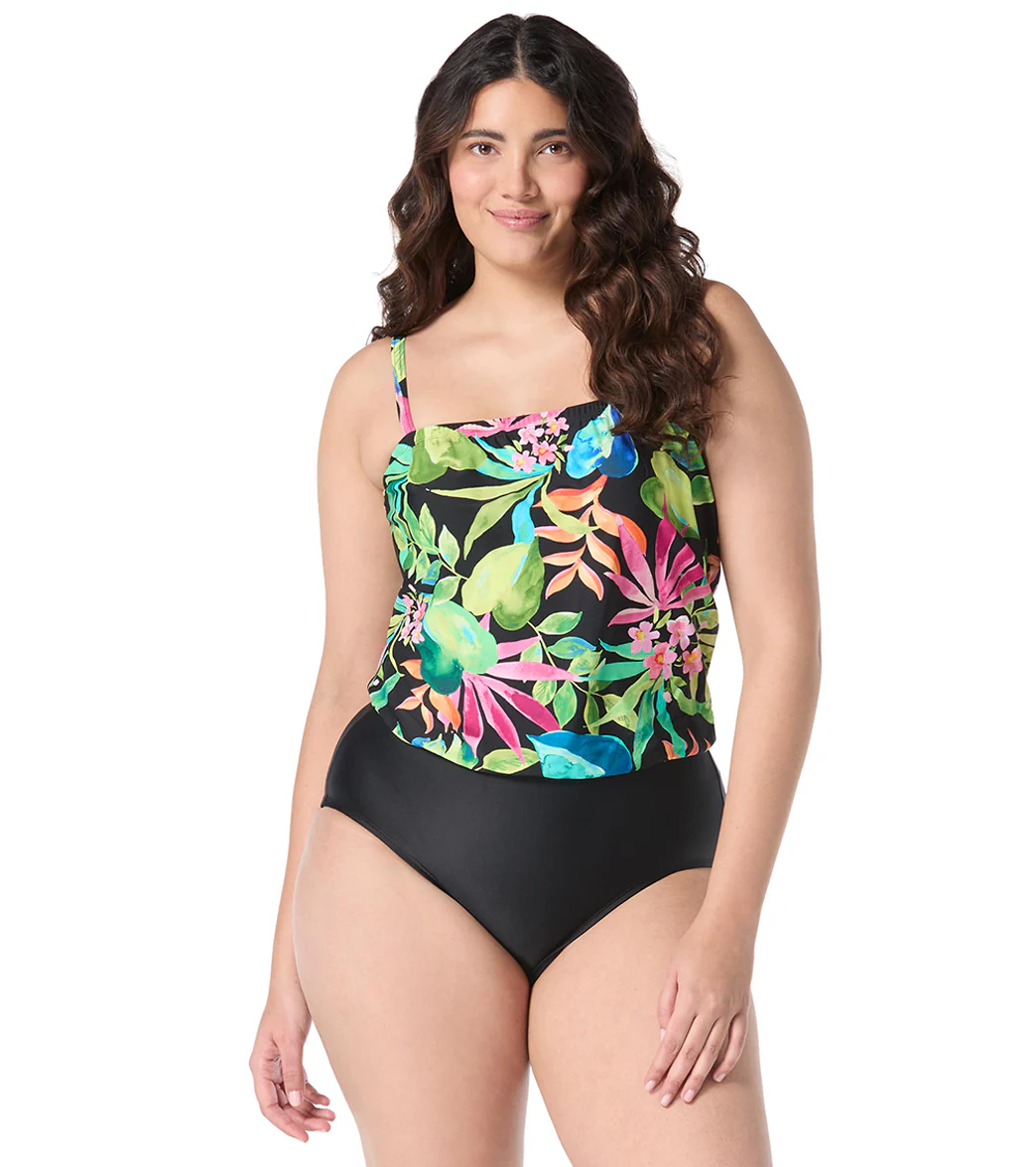 Roxanne Women's Chlorine Resistant Bra Sized Tropical One Piece Swimsuit Blouson (C/D/DD Cup) - Image 5