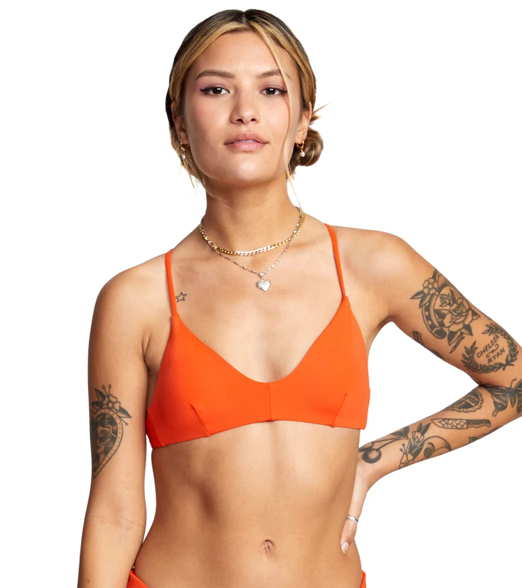 RVCA Women's Solid Crossback Bikini Top