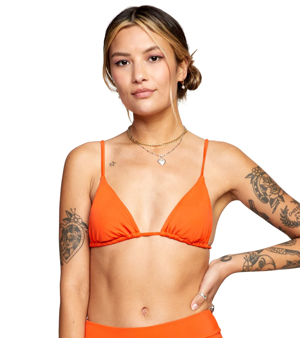 RVCA Women's Solid Slide Triangle Bikini Top