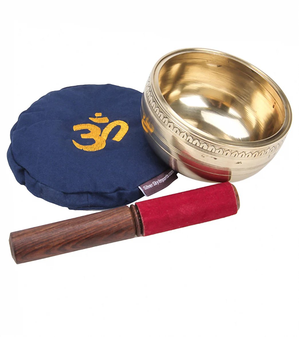 Sacred Space Golden Etched Cast Tibetan Singing Bowl 5" - Image 2