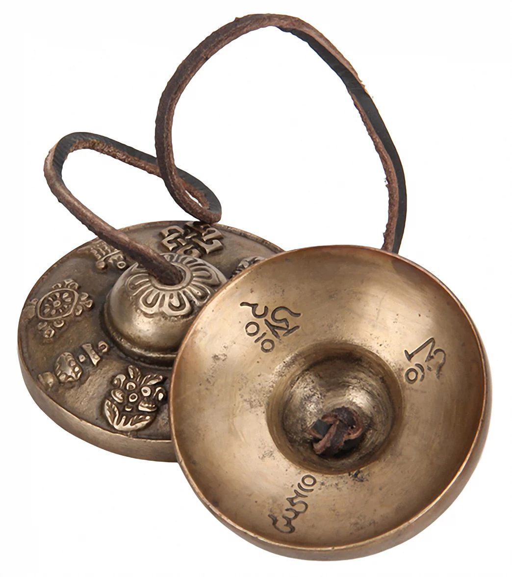 Sacred Space Med Intricate Auspicious Symbol Tibey Gong Tingsha Cymbals - Image 2