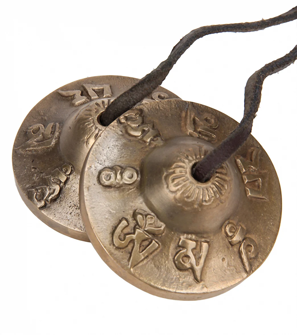 Sacred Space Small Om Mani Padme Hum Tibetan Gong Tingsha Cymbals - Image 3