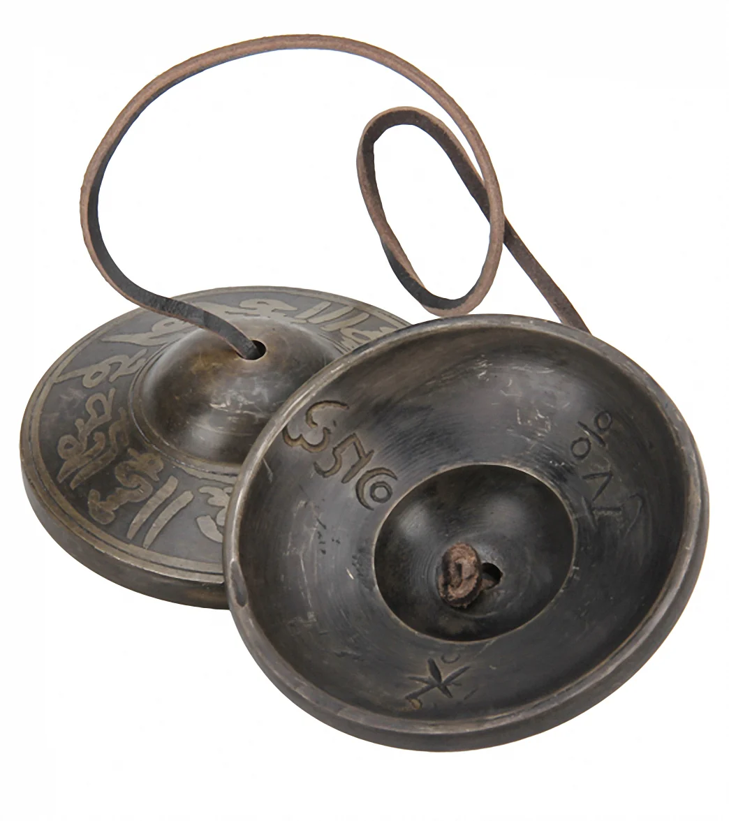 Sacred Space XL Om Mani Padme Hum Tibetan Gong Tingsha Cymbals 3.5" - Image 2