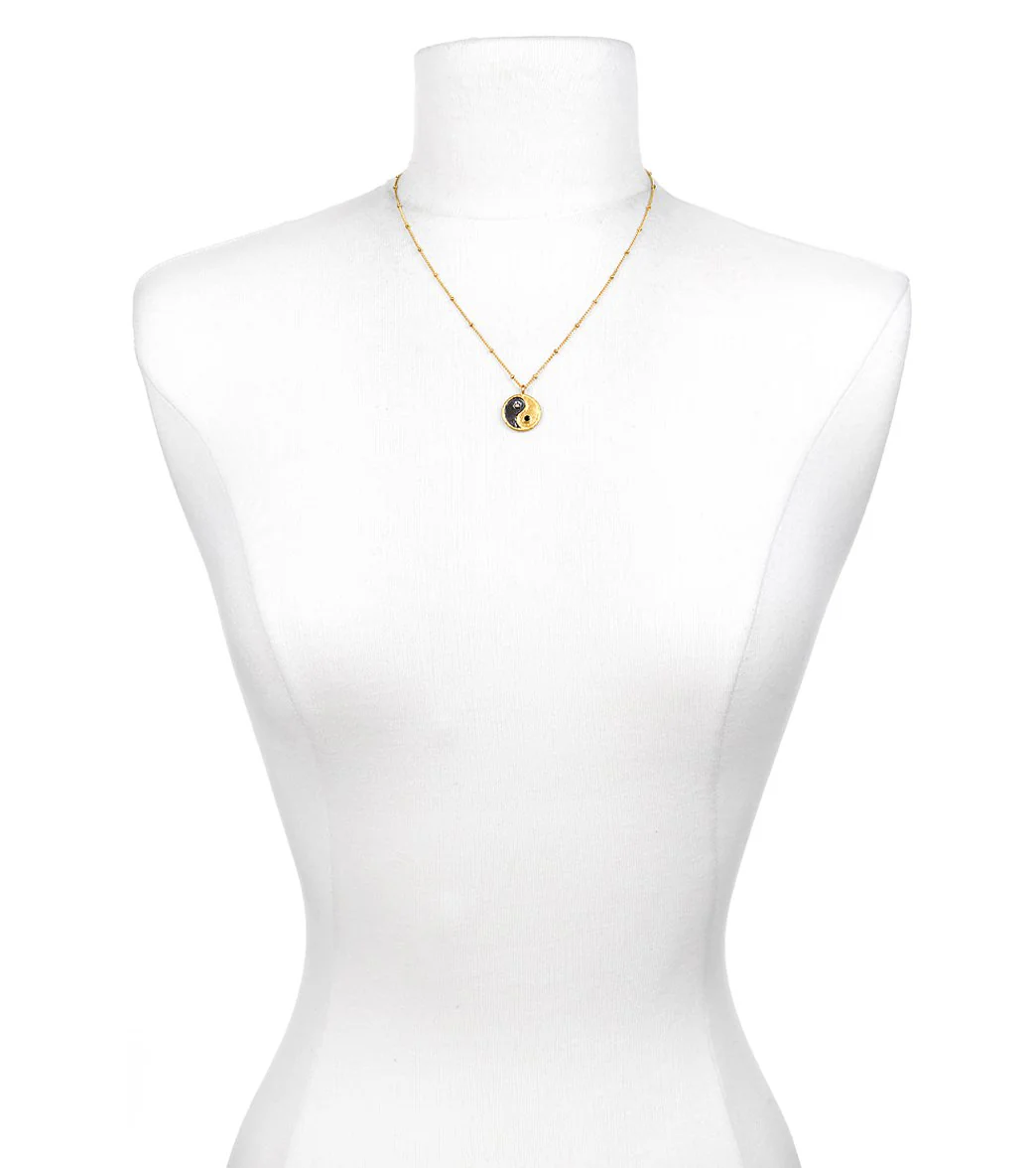 Satya Jewelry Gold w/ Black Spinel Yin Yang Necklace - Image 3