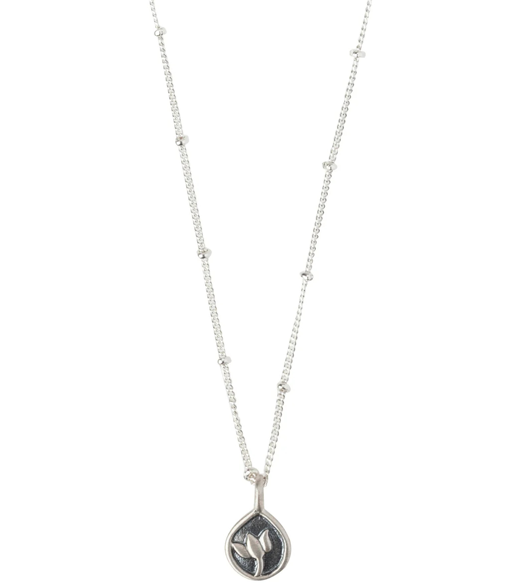 Satya Jewelry Silver Lotus Beaded Chain Necklace