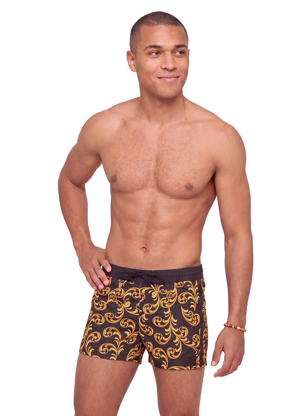 Sauvage Gold Scroll Retro Lycra Swim Trunk - Image 2