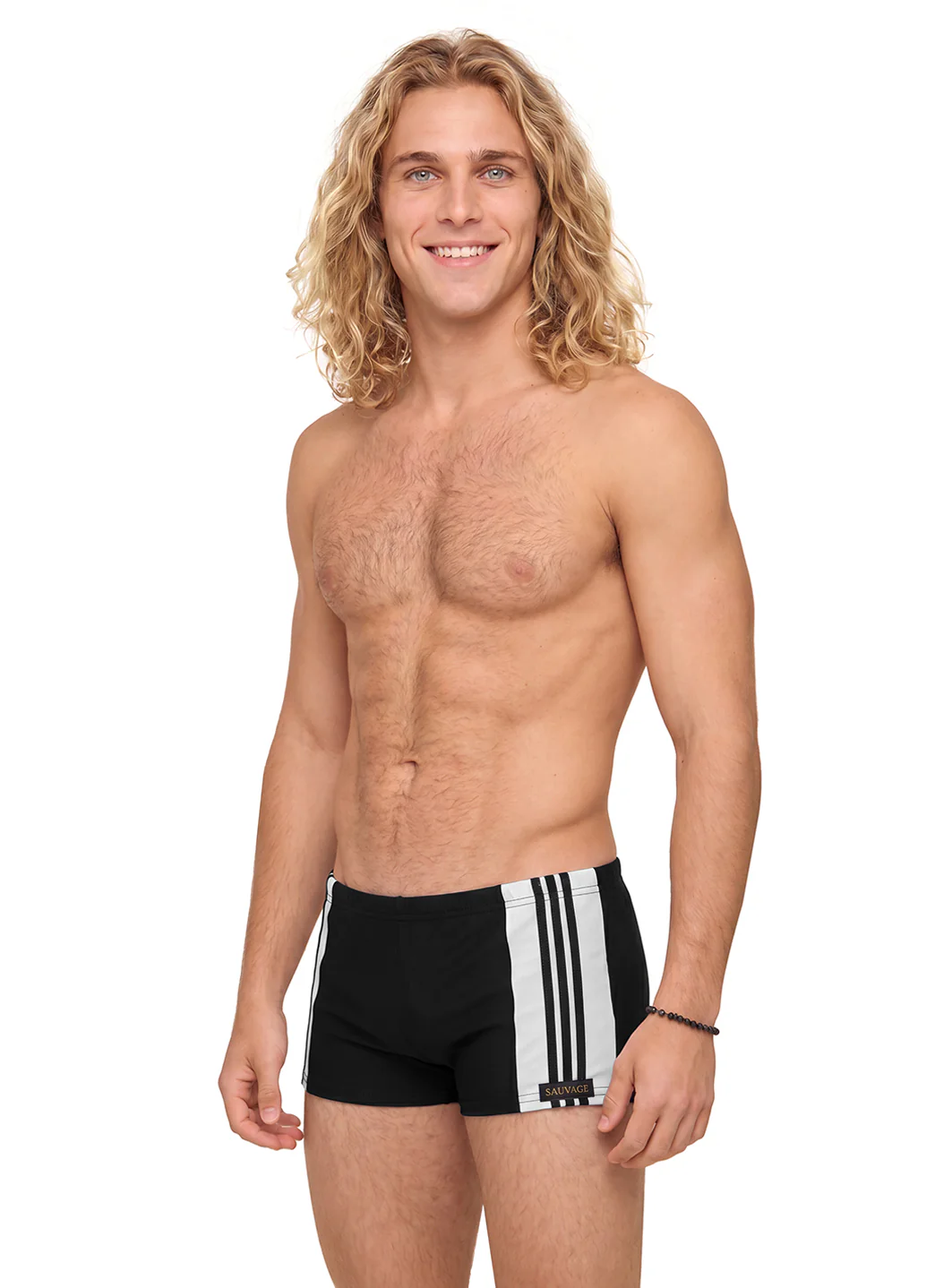 Sauvage Men's Side Stripe Square Leg Swimsuit - Image 11