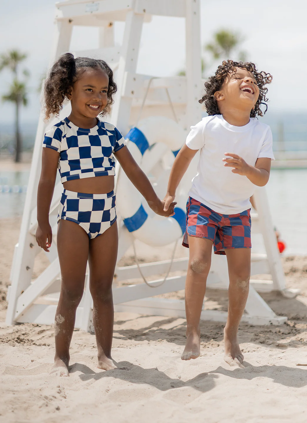Seaesta Surf Girls' Nautical Checks Two Piece Rash Guard Set (Toddler, Little Kid, Big Kid) - Image 6