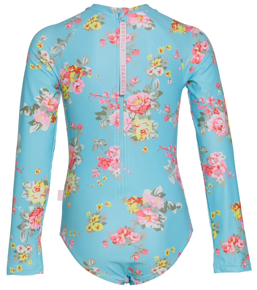 Seafolly Girls' Paradise Garden Zip Back Long Sleeve One Piece Swimsuit (Big Kid) - Image 2