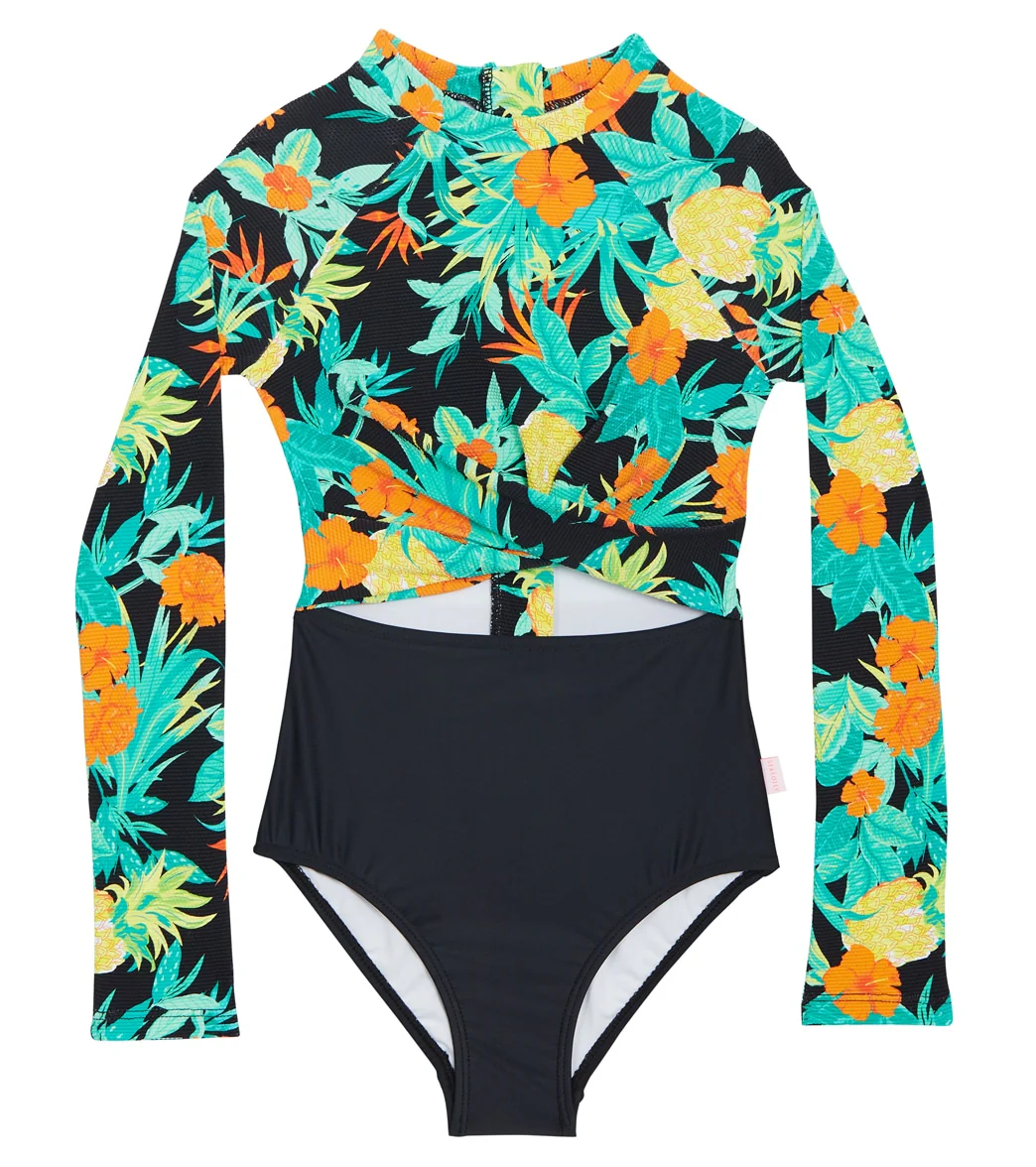 Seafolly Girls' Tropical Nights Long Sleeve One Piece Swimsuit (Big Kid) - Image 4