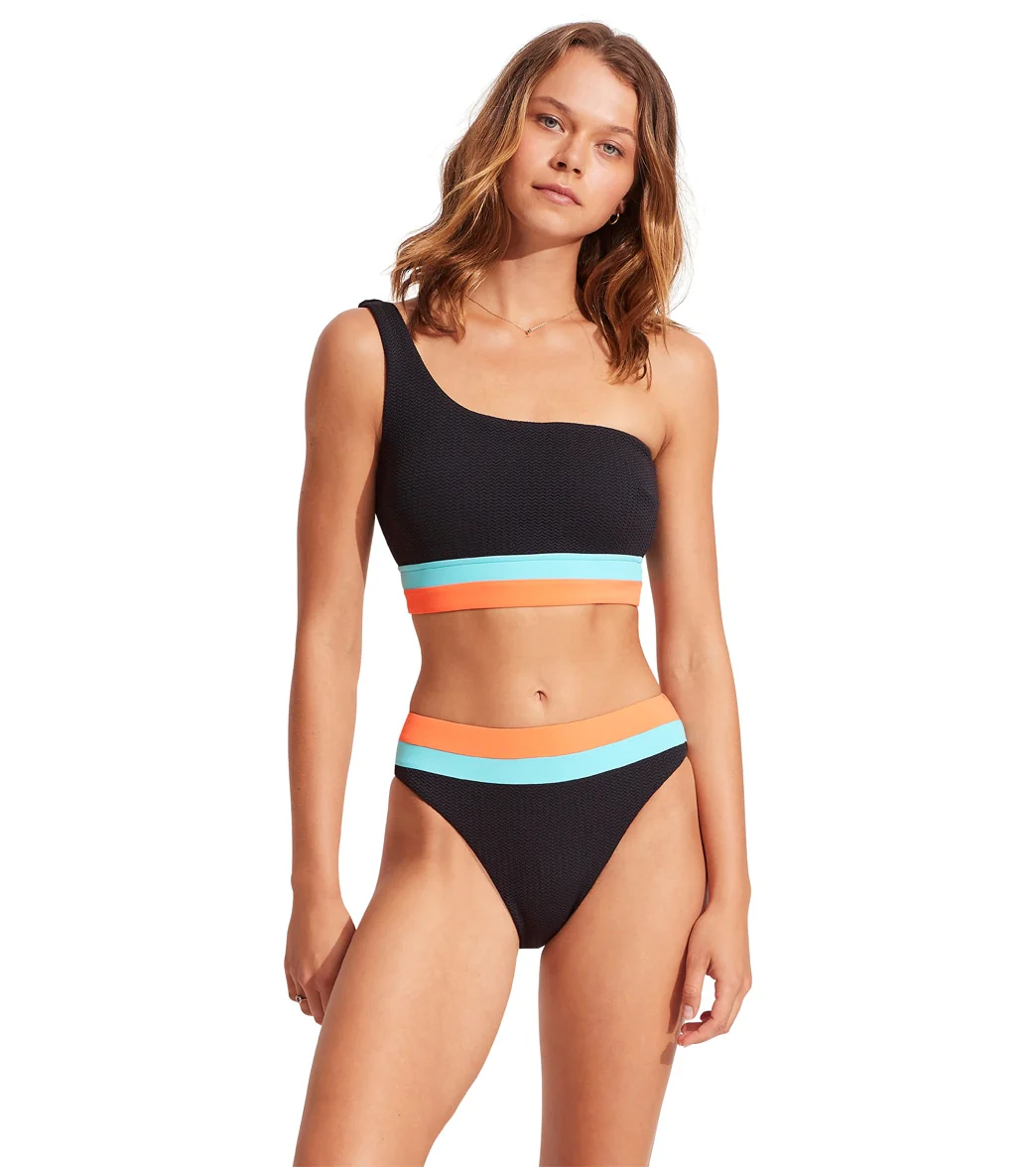 Seafolly Women's Slice Of Splice Spliced One Shoulder Bikini Top - Image 4