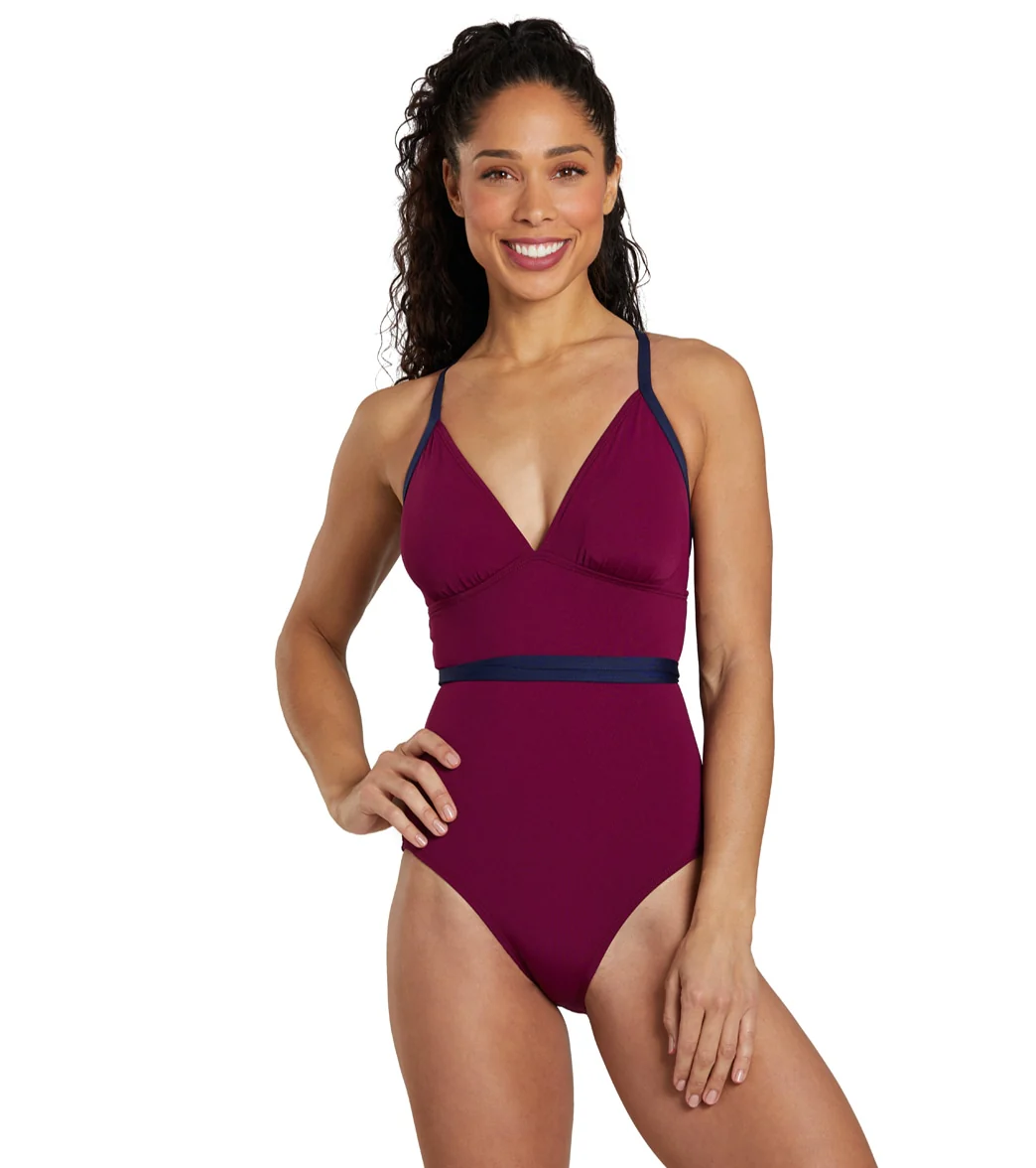See Her Swim Women's The Breaststroke Triangle Top One Piece Swimsuit - Image 37