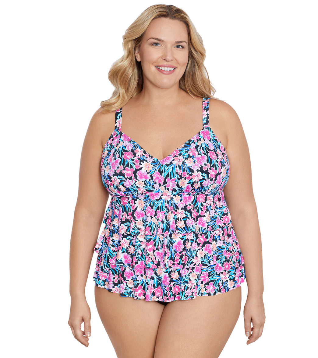 Shape Solver By Penbrooke Women's Plus Florentine Fauxkini One Piece Swimsuit - Image 6