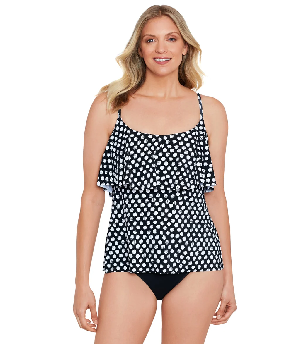Shape Solver By Penbrooke Women's Spots Mastectomy Single Tier Blouson Tankini Top - Image 6