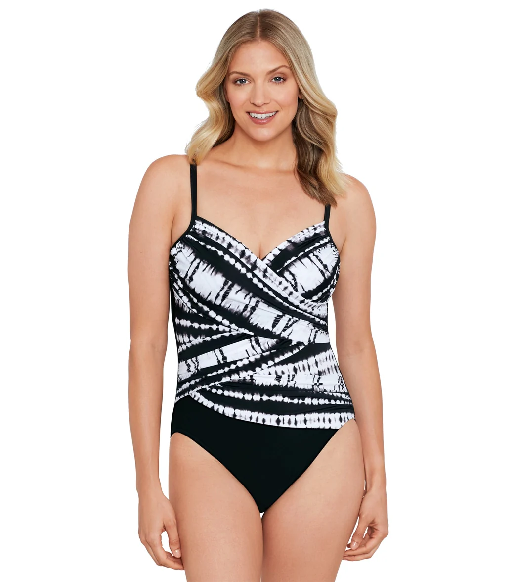 Shape Solver By Penbrooke Women's Stripe A Pose Criss Cross  One Piece Swimsuit - Image 8