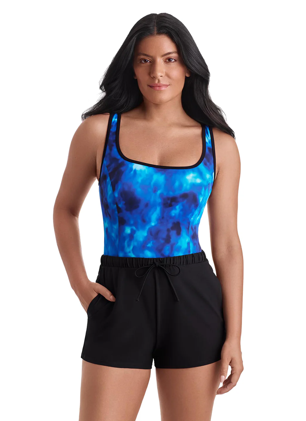 Shape Solver SPORT Shape Solver Sport Women's Laguna Waters Binded Scoopneck Runaround One Piece Swimsuit - Image 6