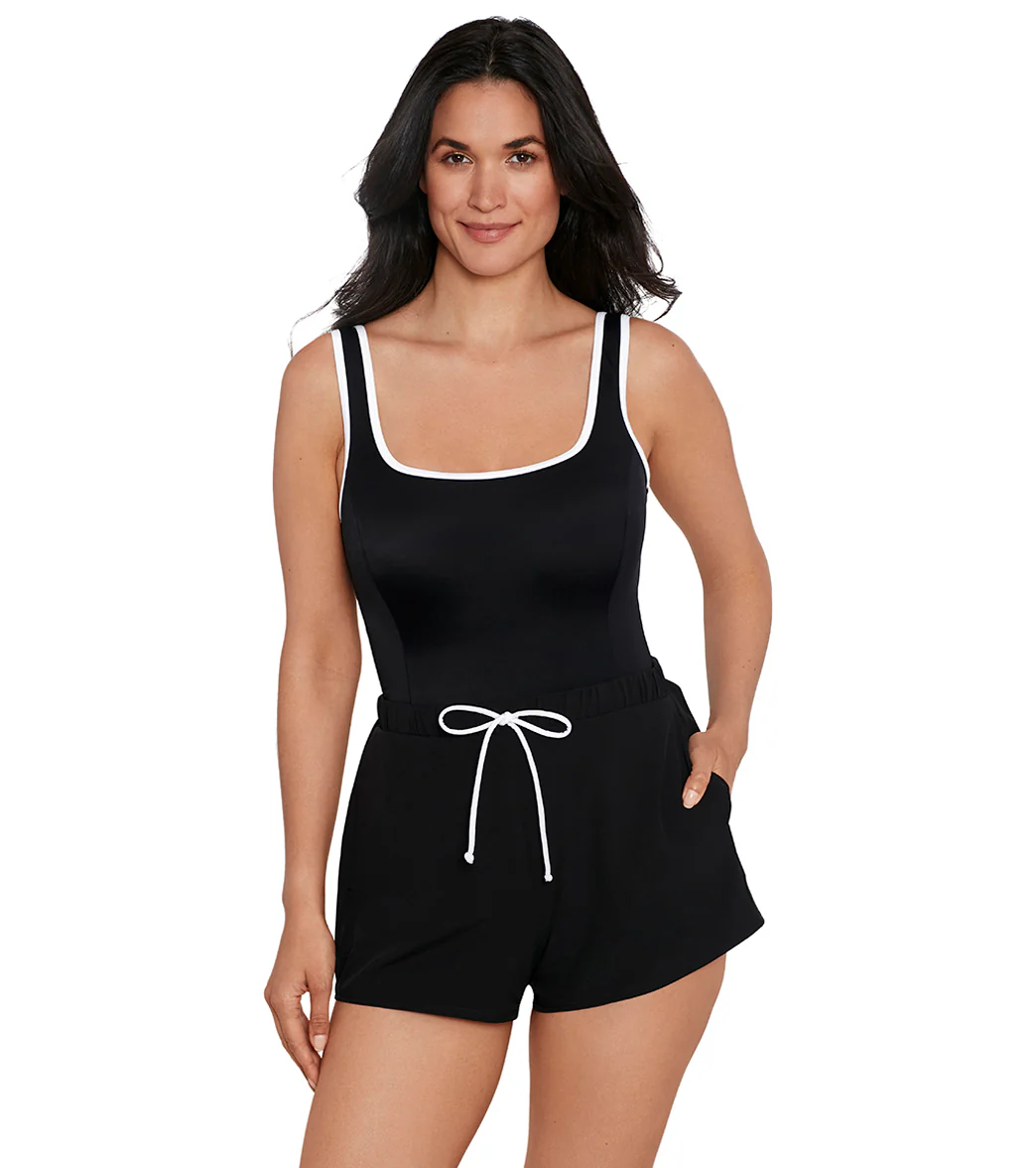 Shape Solver SPORT Women's Contrast Binding Sport Swim Romper - Image 8