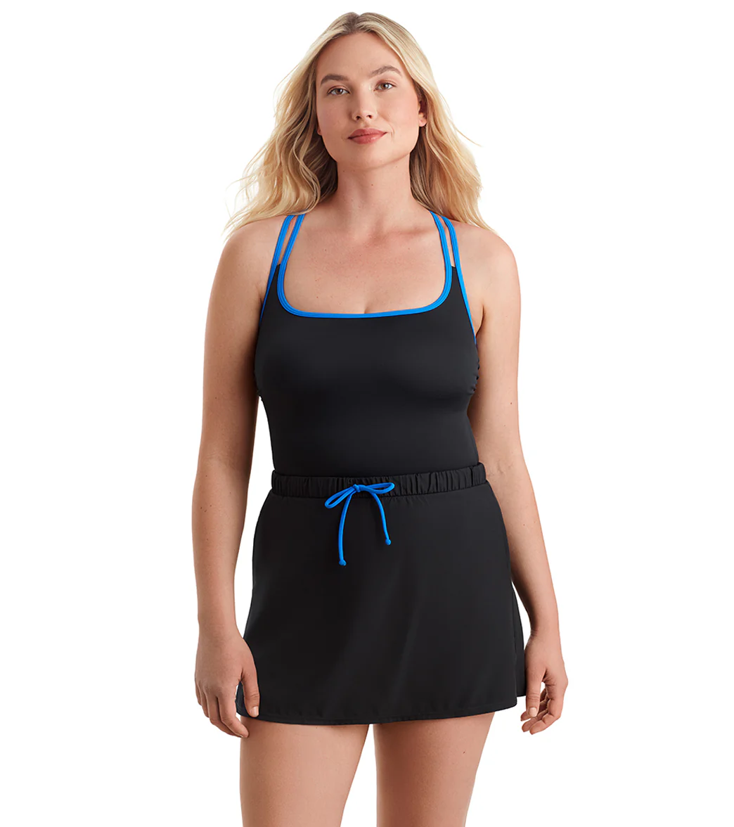 Shape Solver SPORT Women's Fashion Solids Skirted Runaround One Piece Swimsuit - Image 10