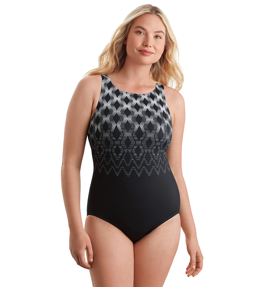 Shape Solver SPORT Women's Linked Up Highneck Tank One Piece Swimsuit - Image 5