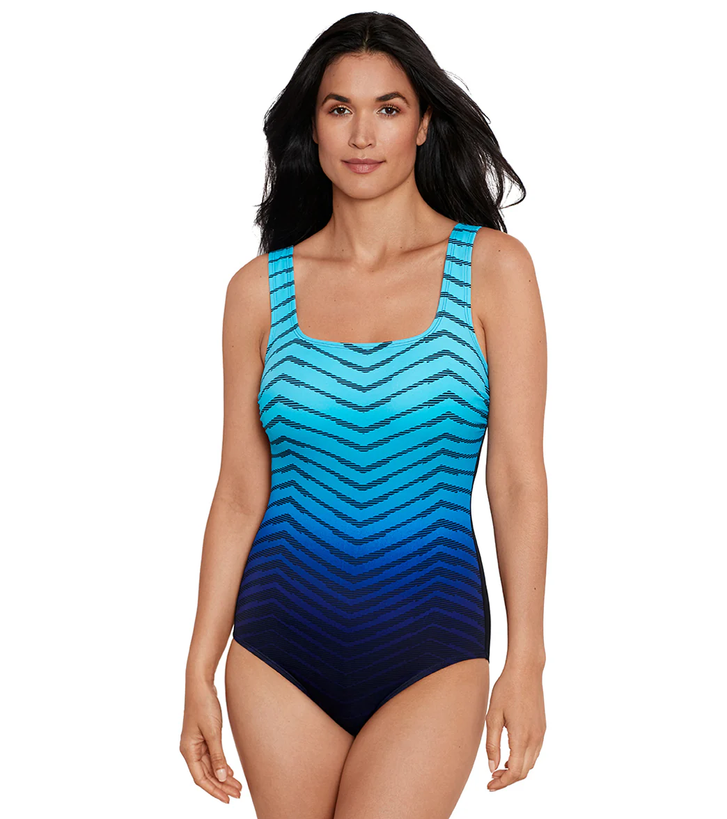 Shape Solver SPORT Women's Prism Change Scoop Neck One Piece Swimsuit - Image 9