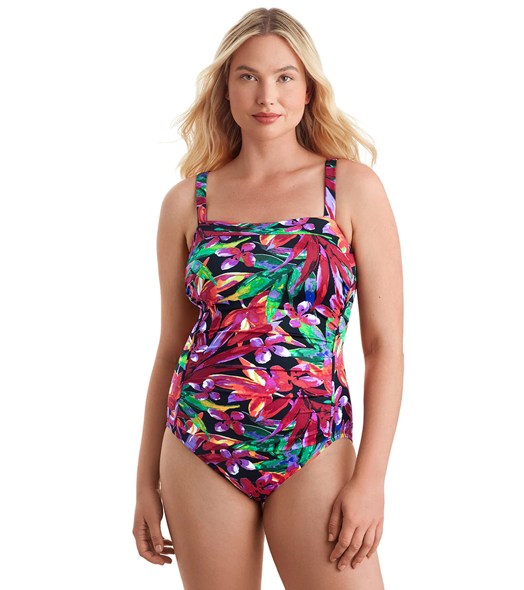 Shape Solver SPORT Women's Secret Garden Shirred Bandeau One Piece Swimsuit - Image 2