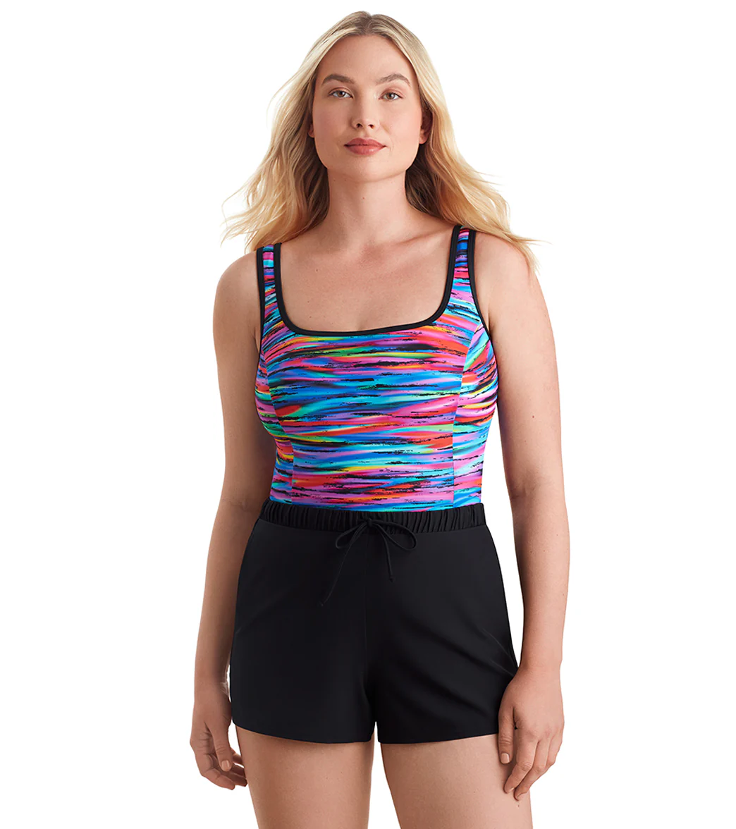 Shape Solver SPORT Women's Tidal Wave Binded Scoopneck Runaround One Piece Swimsuit - Image 7