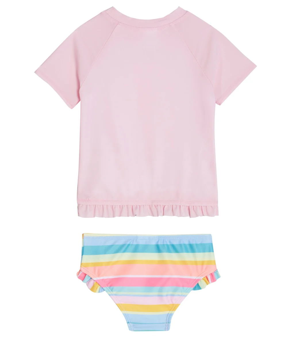 Shelloha Girls' No Mondays Two Piece Short Sleeve Rashguard Set with Hat (Baby, Toddler) - Image 2