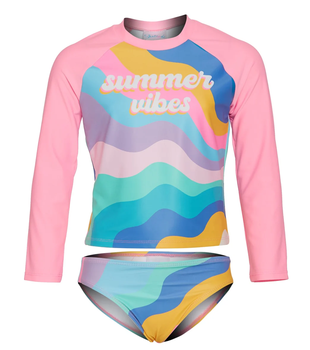 Shelloha Girls' Summer Vibes Long Sleeve Rashguard Set (Little Kid, Big Kid) - Image 4