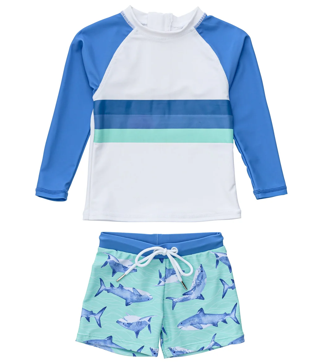 Snapper Rock Boys' Minty Shark LS Baby Set (Baby, Toddler, Little Kid) - Image 6
