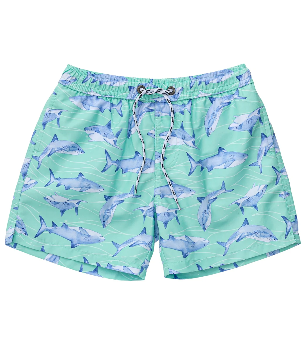 Snapper Rock Boys' Minty Shark Volley Board Short (Toddler, Little Kid, Big Kid)