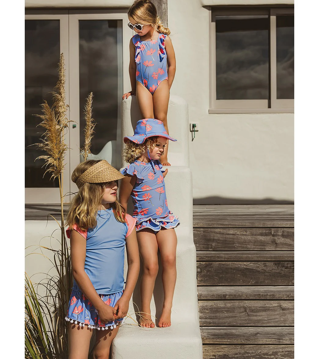 Snapper Rock Girls' Beach Bloom Short Sleeve Two Piece Rash Guard Set (Baby, Toddler, Little Kid) - Image 3