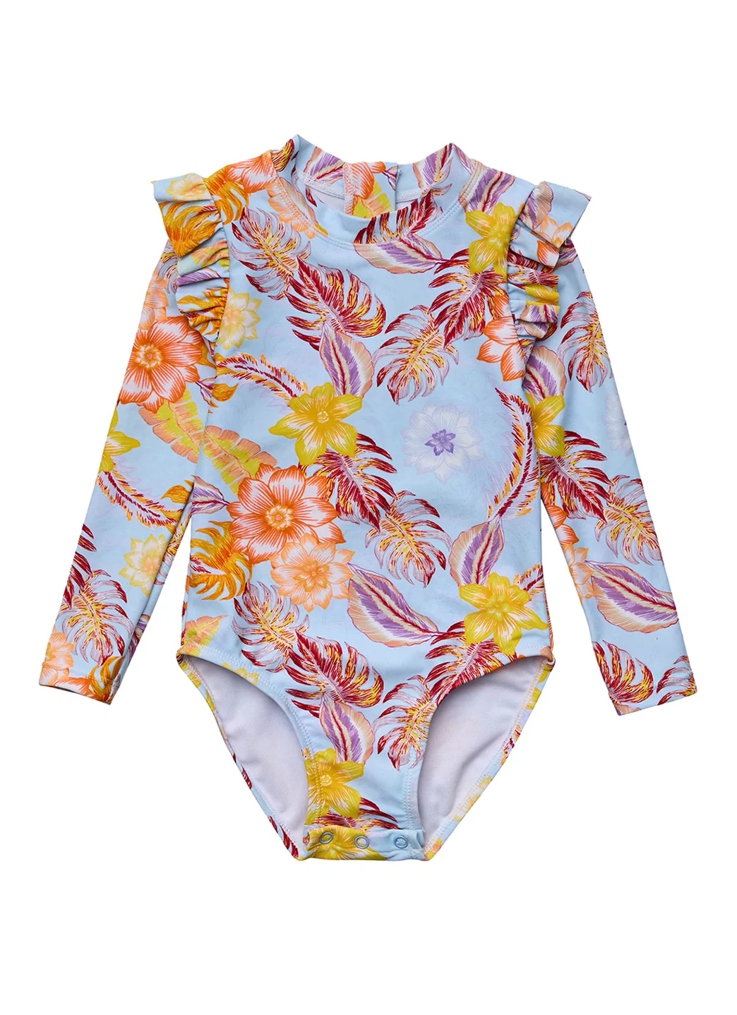 Snapper Rock Girls' Boho Tropical Frill Long Sleeve One Piece Swimsuit (Baby, Toddler, Little Kid) - Image 11