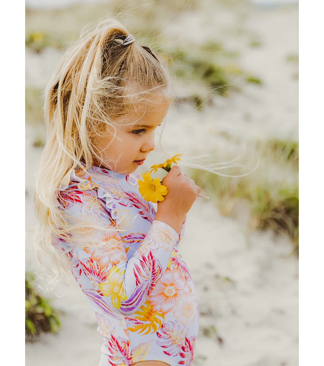 Snapper Rock Girls' Boho Tropical Frill Long Sleeve One Piece Swimsuit (Baby, Toddler, Little Kid) - Image 4
