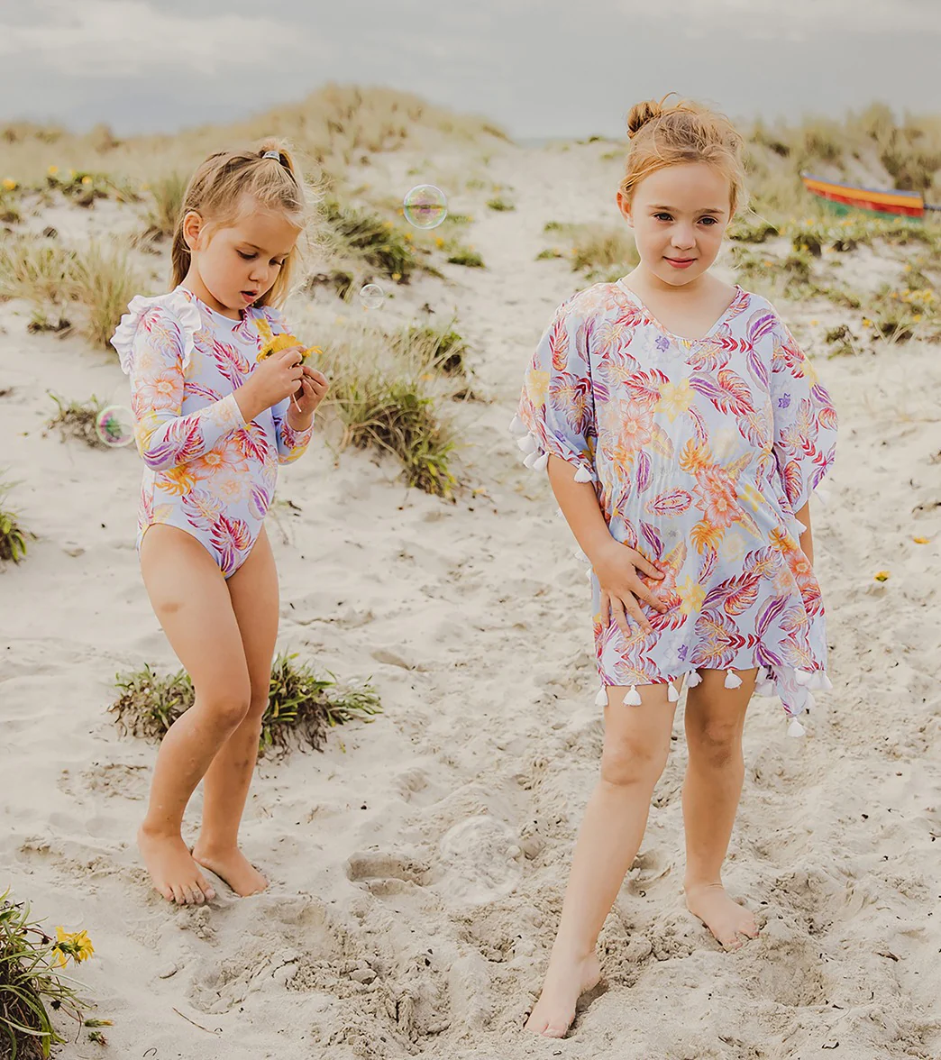 Snapper Rock Girls' Boho Tropical Frill Long Sleeve One Piece Swimsuit (Baby, Toddler, Little Kid) - Image 6