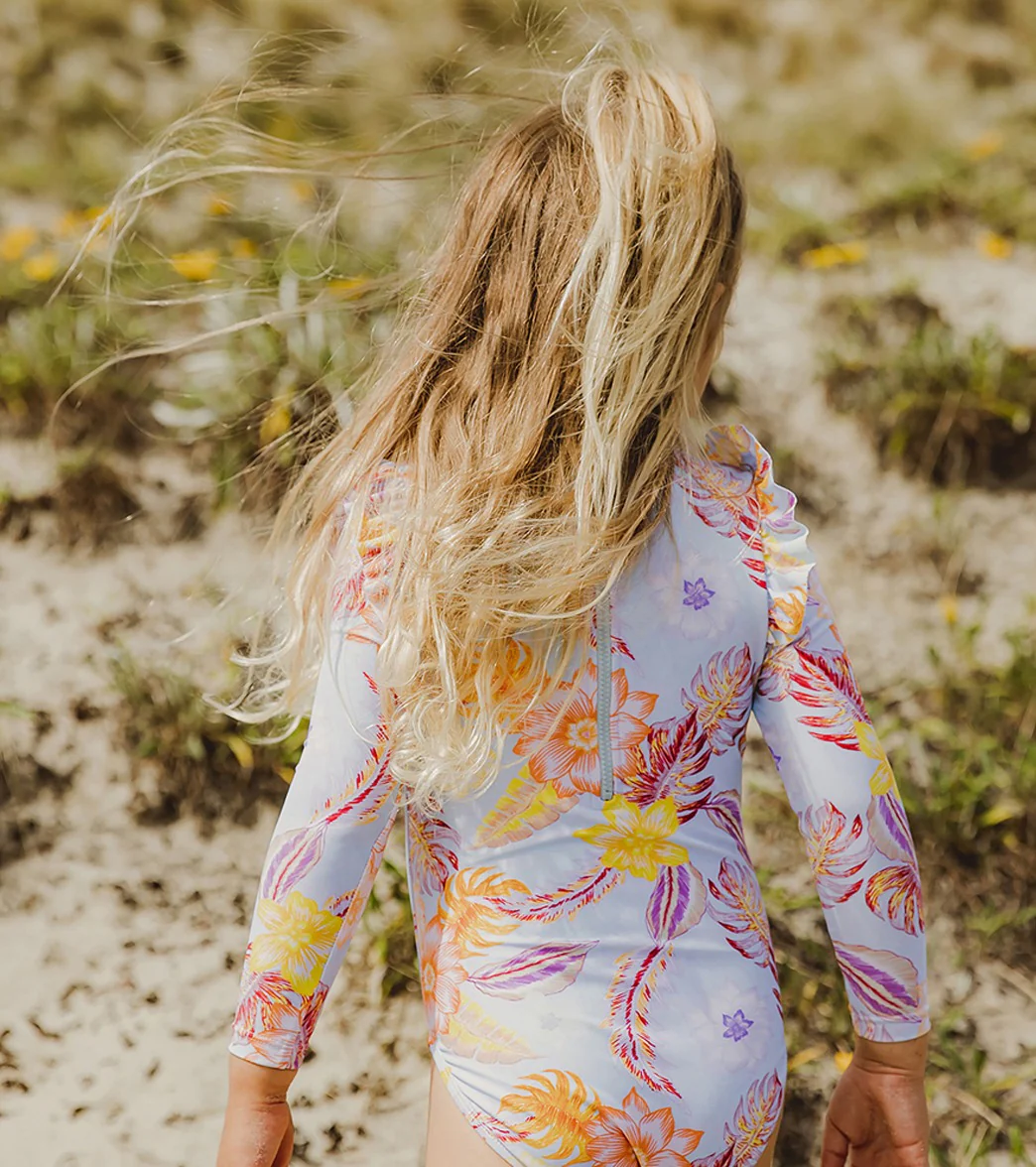 Snapper Rock Girls' Boho Tropical Frill Long Sleeve One Piece Swimsuit (Baby, Toddler, Little Kid) - Image 8