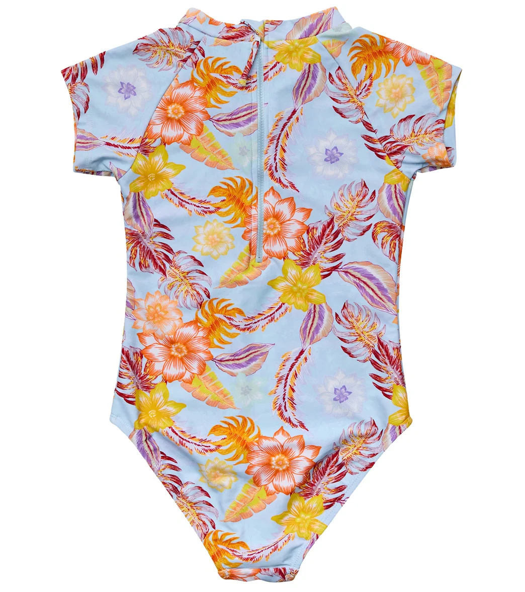 Snapper Rock Girls' Boho Tropical Short Sleeve One Piece Swimsuit (Big Kid) - Image 2
