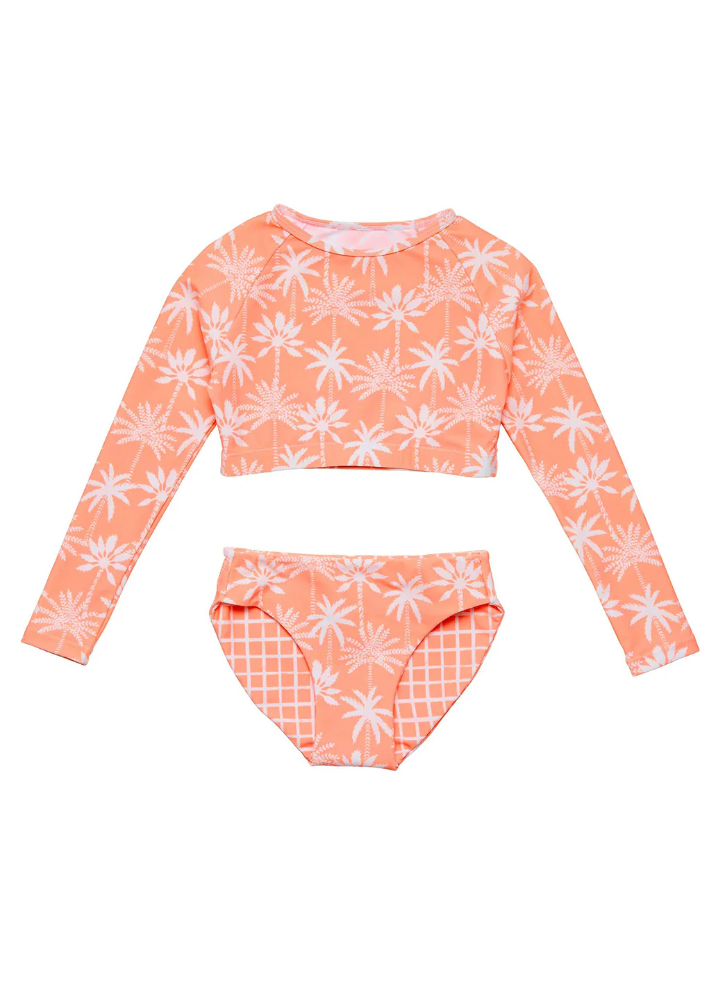 Snapper Rock Girls' Cali Palms Sustainable Crop Long Sleeve Rash Guard Set (Little Kid, Big Kid) - Image 2