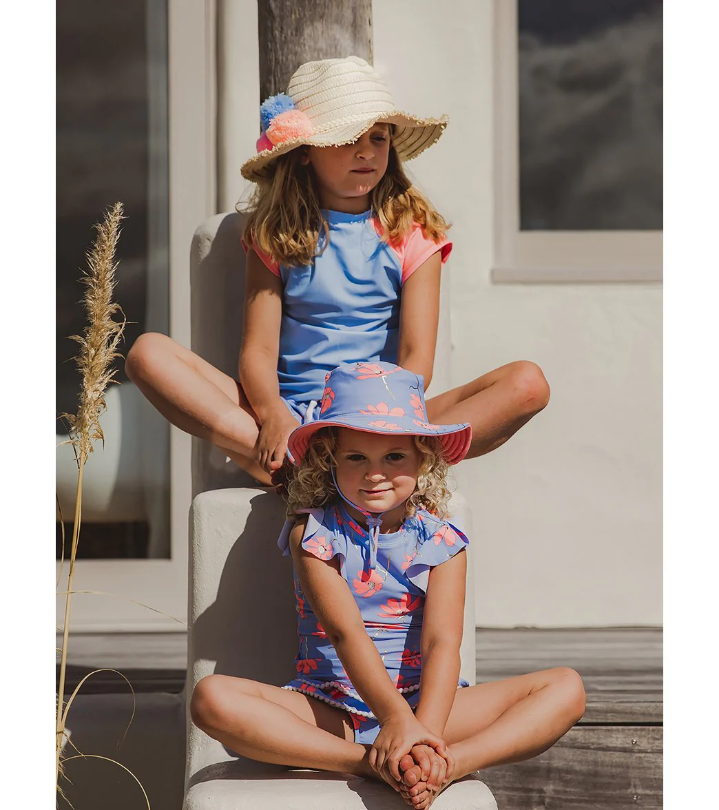 Snapper Rock Girls' Cornflower Peach Sleeve Short Sleeve Rash Guard (Toddler, Little Kid, Big Kid) - Image 4