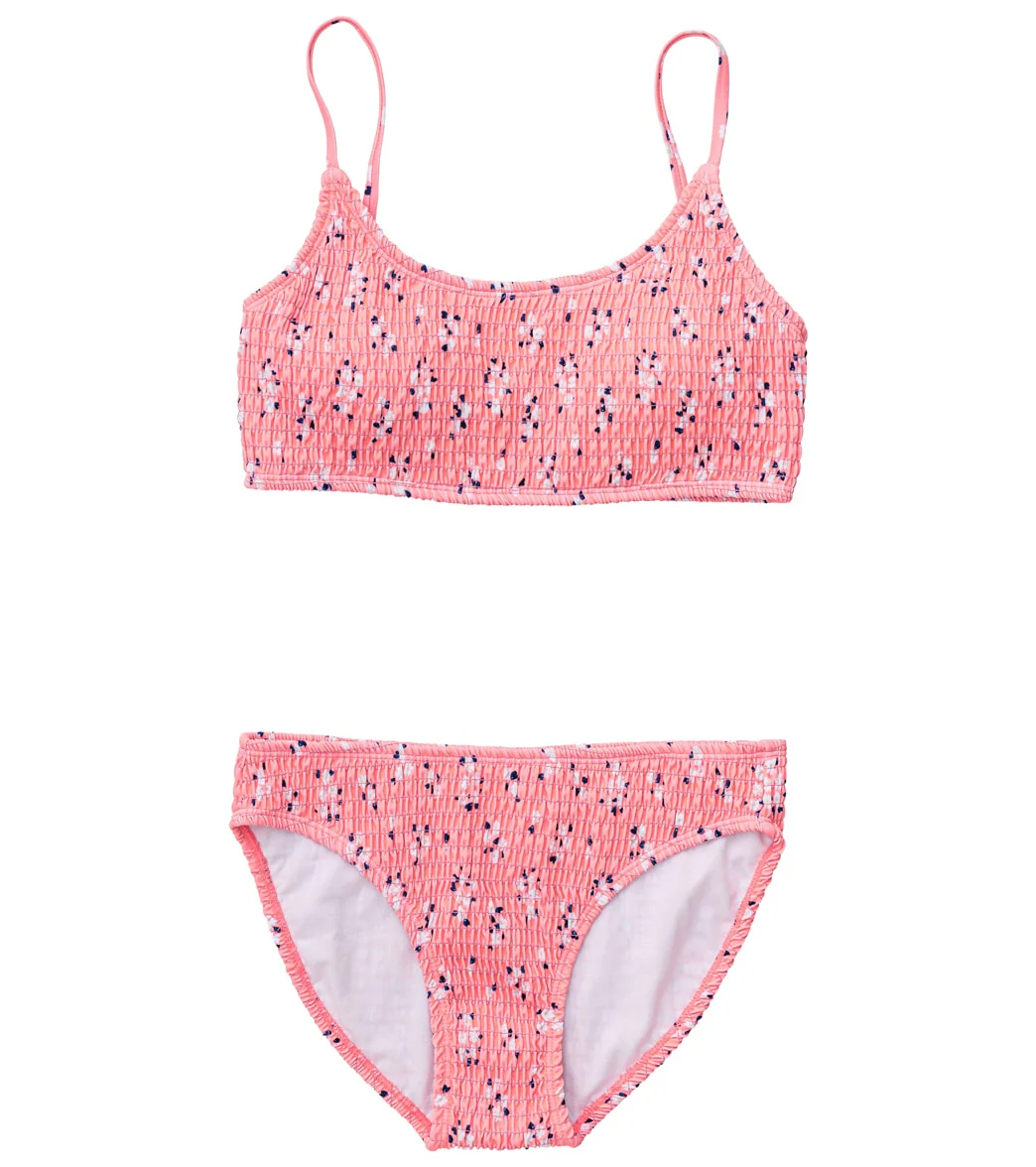 Snapper Rock Girls' Ditsy Coral Shirred Bikini Set (Little Kid, Big Kid) - Image 8