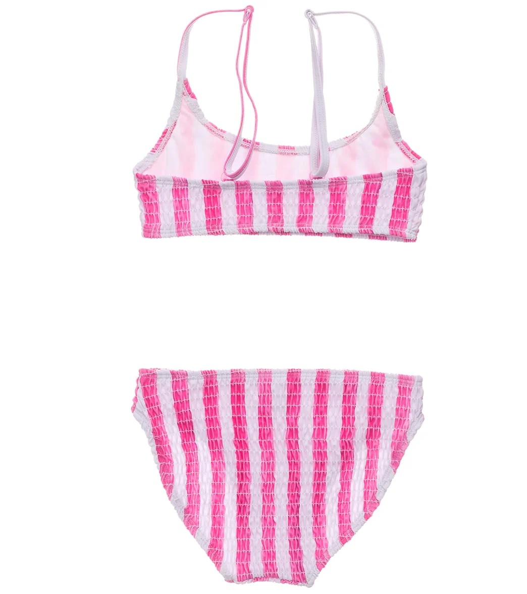 Snapper Rock Girls' Fiesta Stripe Shirred Crop Two Piece Bikini (Big Kid) - Image 2