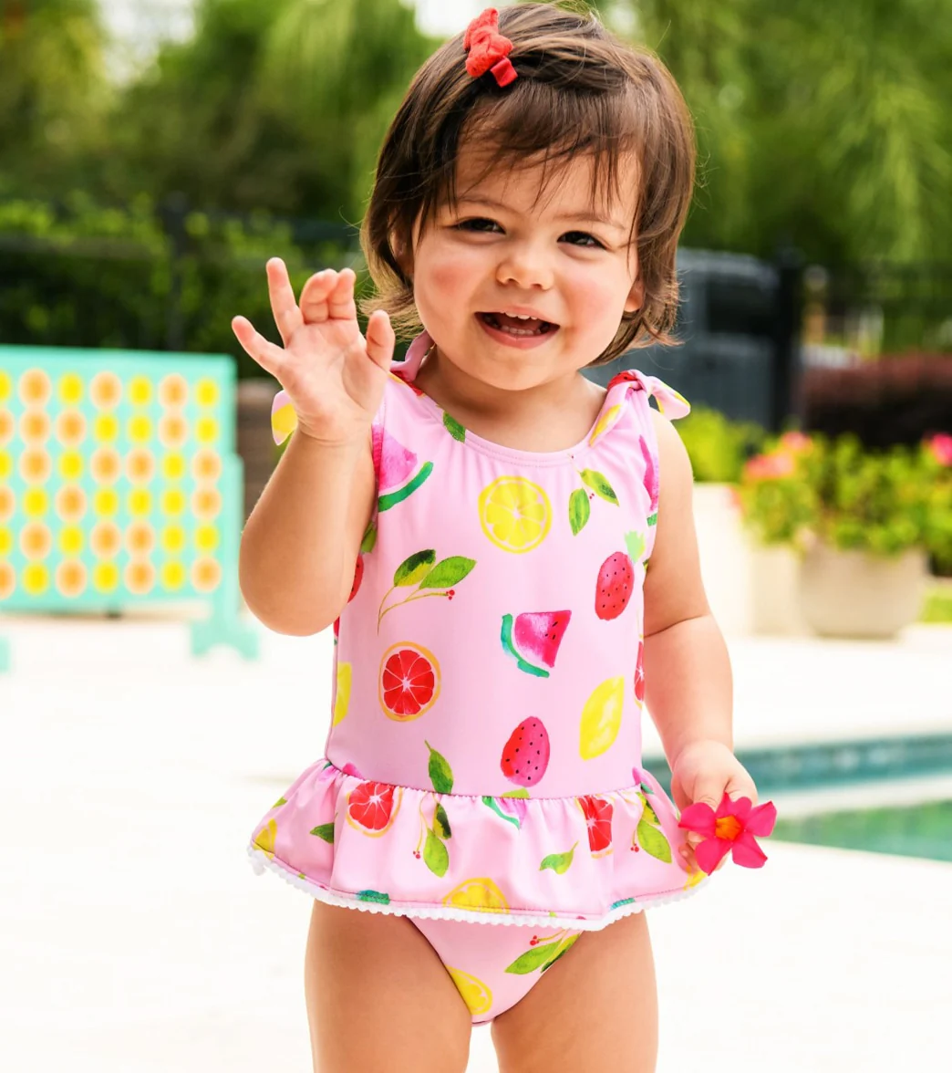 Snapper Rock Girls' Fruit Fiesta One Piece Skirt Swimsuit (Baby, Toddler) - Image 3