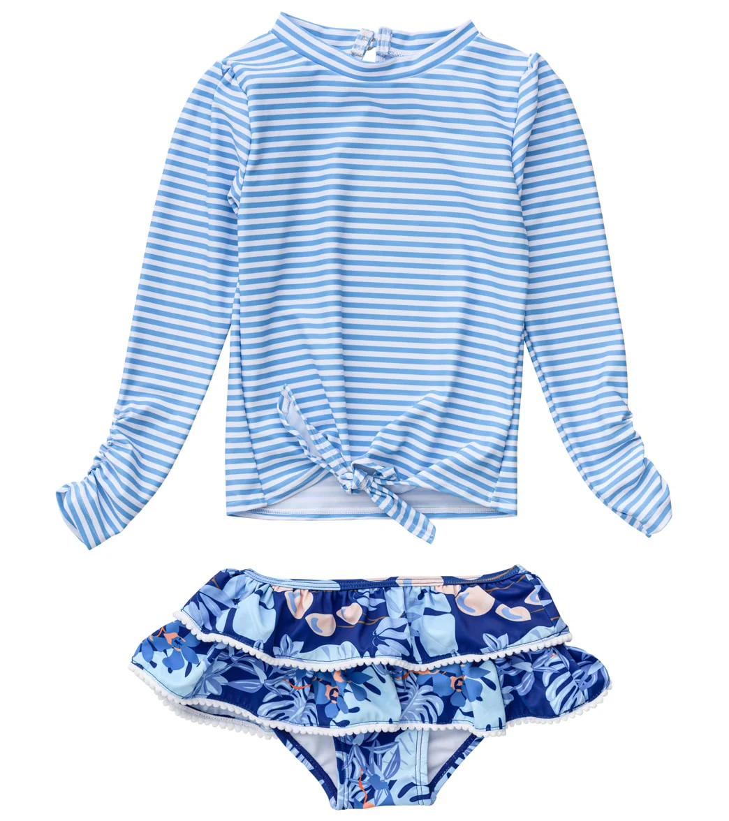 Snapper Rock Girls' Mango Tango Sustainable LS Ruffle Set (Baby, Toddler, Little Kid)