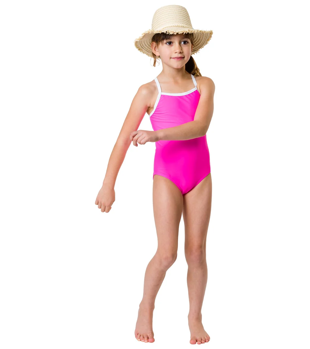 Snapper Rock Girls' Neon Queen Pink X Back Tie Swimsuit (Little Kid, Big Kid) - Image 3